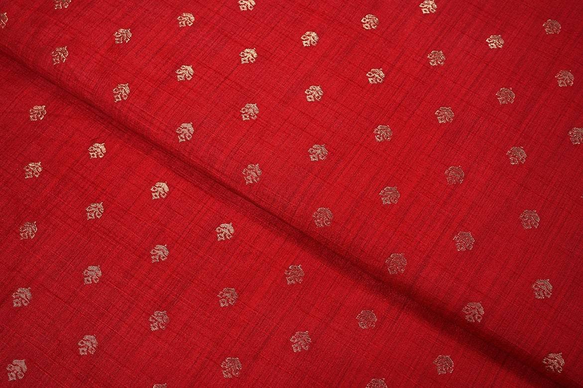 CHERRY RED COLOR WISCOSS MASHROO GAJI SILK SHATIN FINISH PLAIN FABRIC 11799
