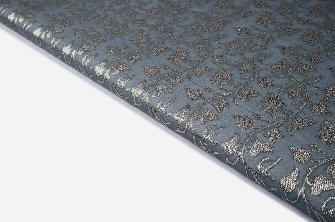 TUSSER BEIGE COLOR PINK WITH GREEN OUTING WEAVING MOTIVE PATTERN HANDLOOM SILK BROCADE FABRIC 11691