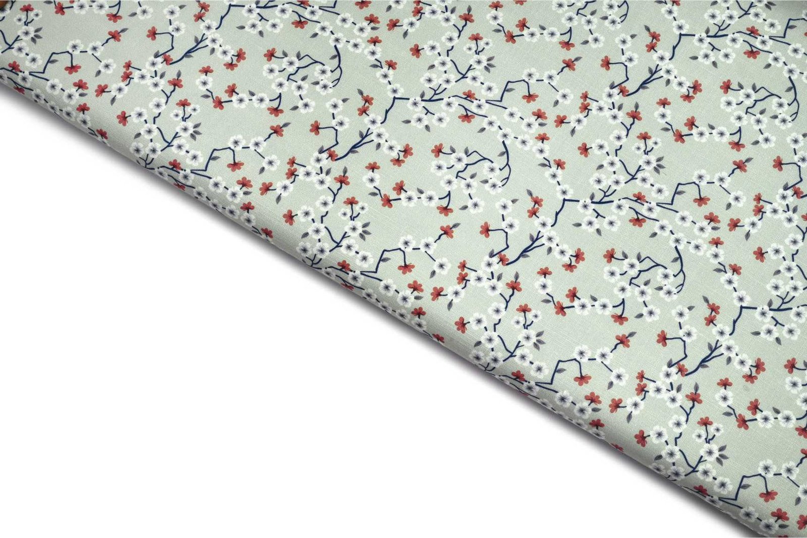 CHILLY CASHEW GREEN COLOR POLY FLAX DIGITAL CALICO FLORAL PATTERN PRINTED FABRIC 11882